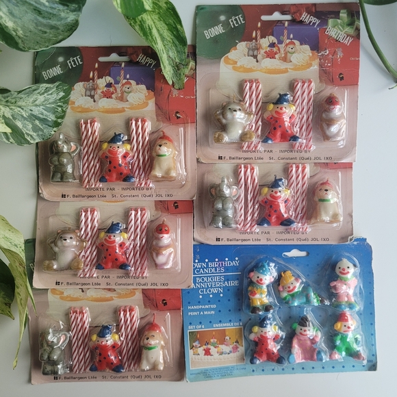 Vintage Birthday Candles with Animal and Clown Figurine Candles and Striped Red - Picture 5 of 5